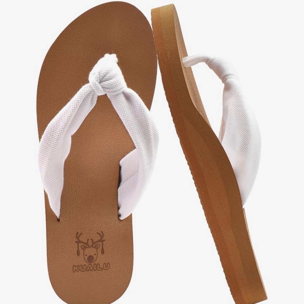 Kuaile Women's White and Brown Sandals